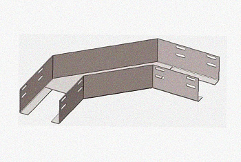 Лоток угловой замковый перфорированный КГЗ 300х100-135 УТ1,5 поворот на 135, оцинкованный лист S1,5