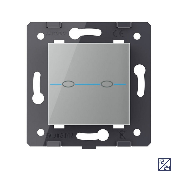 Выключатель Quadro 2 клавиши 12/24В Серый (механизм) Livolo