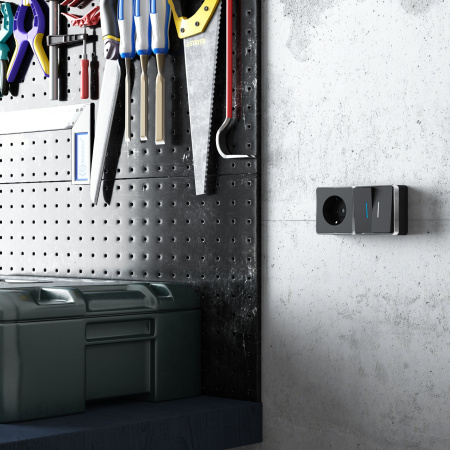 Выключатель двухклавишный с подсветкой (черный/хром) Gallant ОУ IP20 Werkel