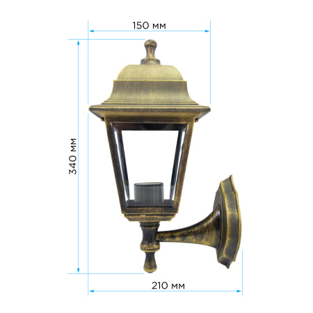 11-11 БР (НБУ 04-60-001 ЛЕДА) Светильник-фонарь настенный бронза 4-хгранный прозрач стекло APEYRON