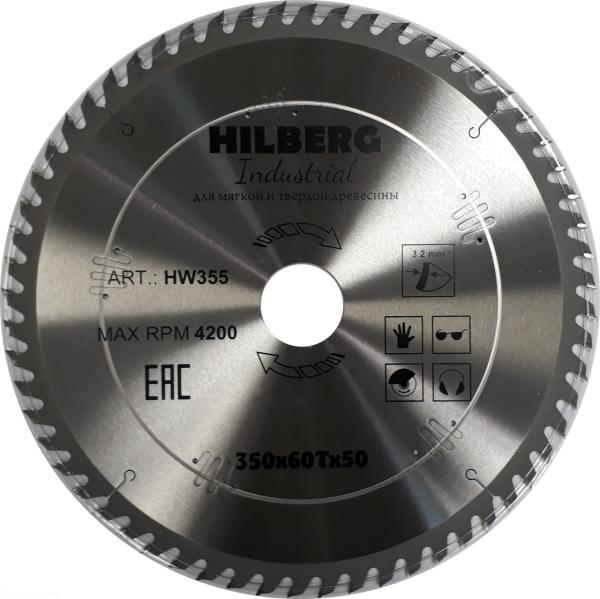 Диск пильный Industrial Дерево 350*50*60Т HW355 Hilberg