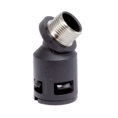 Муфта 45 грд. труба-коробка с металлической резьбой DN 29 мм, М32х1,5, полиамид, цвет черный DKC