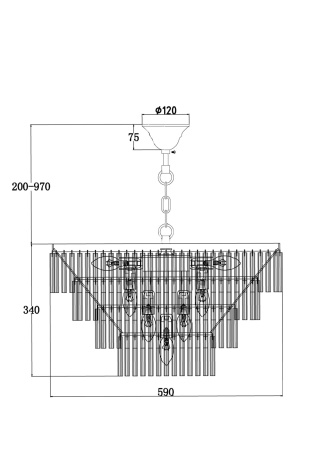 Подвесной светильник 13*E14 40Вт Хром IP20 Colonne MOD093PL-13CH Maytoni