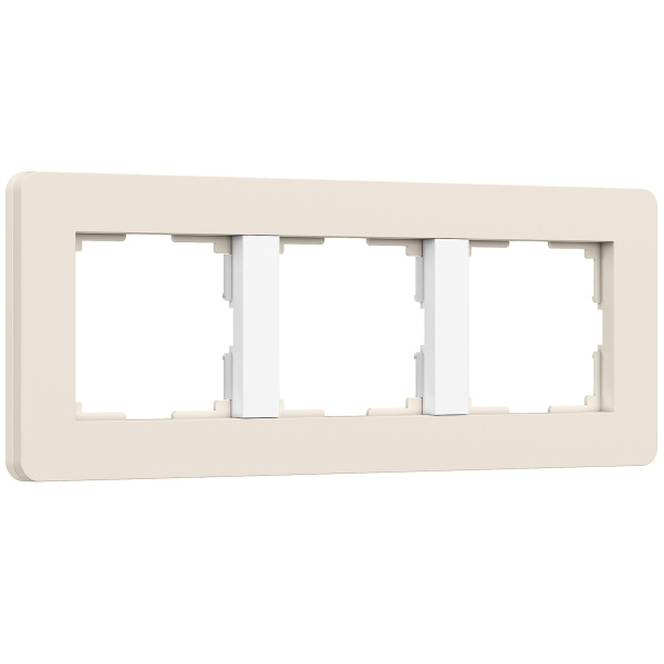 Split Рамка из поликарбоната на 3 поста айвори/белый, soft-touch Werkel