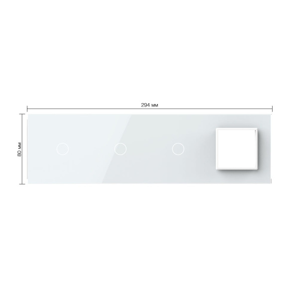 Панель для 3-х сенсорных выключателей и розетки, 3 клавиши (1+1+1), цвет белый, стекло Livolo