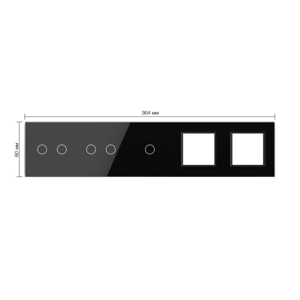 Панель для 3-х сенсорных выключателей и 2-х розеток, 5 клавиш (2+2+1), цвет черный, стекло Livolo