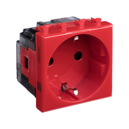 Розетка модульная, 2P+E, с з/ш, "Avanti", "Красный квадрат", 2 модуля DKC