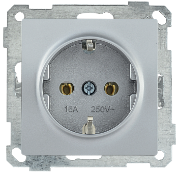 Розетка РС11-1-0-Б с з/з 16А BOLERO серебряный IEK