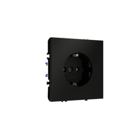 Розетка встраиваемая Voltum S70 с заземлением 16А, (черный матовый)