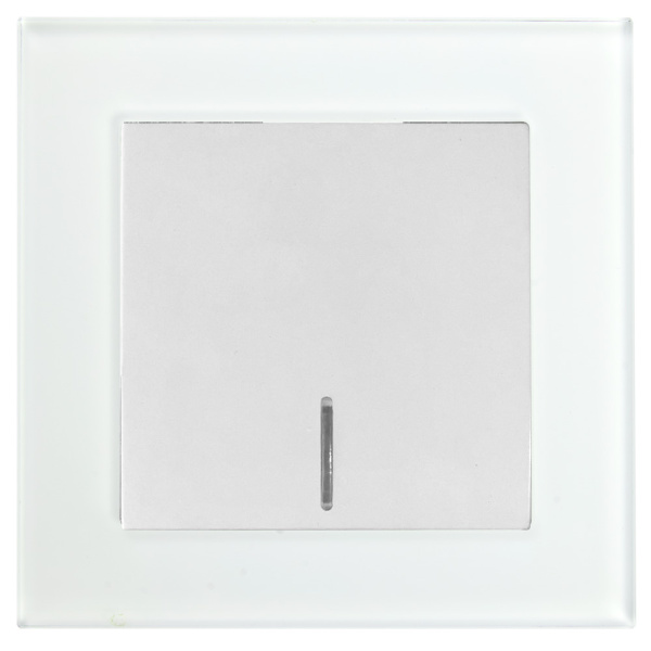 Выключатель 1-клавишный c индикатором, STEKKER, GLS10-7001-01, 250В, 10А, серия Катрин, белый