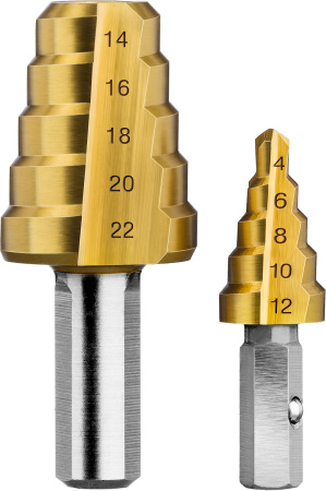 Сверло ступенчатое составное, 4-22мм, 11 ступеней, покрытие NiT, ЗУБР