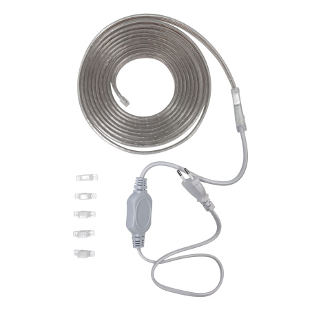 SL-55 Комплект светодиодной ленты 220В, 6Вт/м, smd2835, 60д/м, IP65, 600Лм/м, ширина подложки 10мм, 5м, х/б, 6500К, оплетка из белого ПВХ, APEYRON