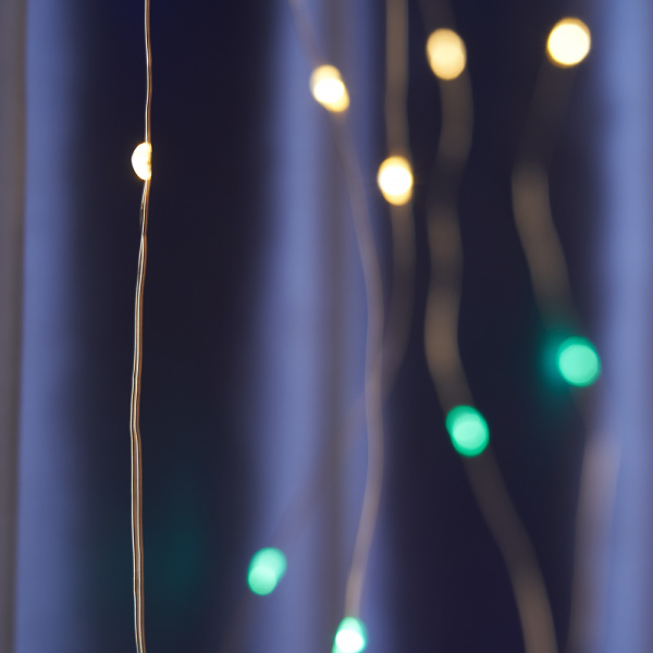 Светодиодная гирлянда Feron CL591 занавес 3*3м + 3м мультиколор USB, прозрачный шнур