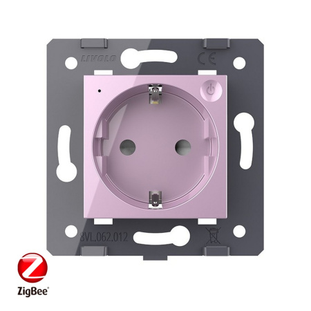 Розетка ZigBee (Wi-Fi) с з/з с защитными шторками 16A, цвет розовый (механизм) Livolo
