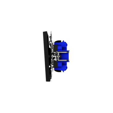 Проходной переключатель встраиваемый Voltum S70 двухклавишный с подсветкой 10А, (черный матовый)