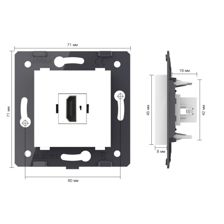 Розетка 1 пост HDMI 2.0, цвет белый (механизм) Livolo