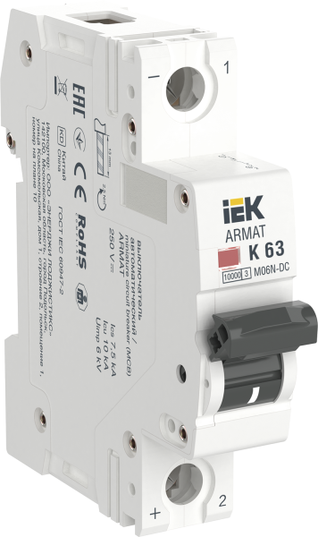 Выключатель автоматический ВА МОД M06N-DC 1П K 63А ARMAT IEK