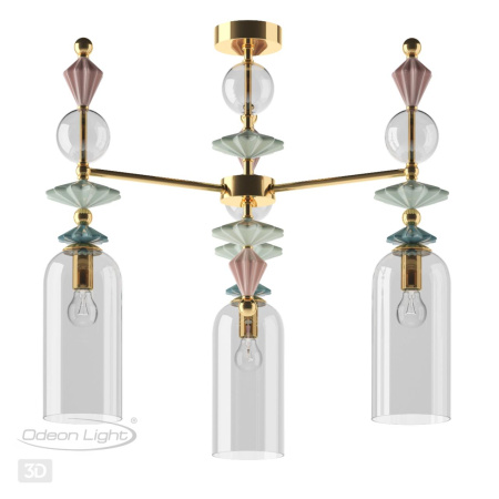Люстра потолочная E14 3*40W BIZET золото/разноцветн./керамика/стекло ODEON LIGHT