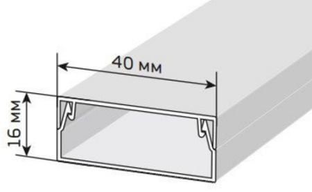 Кабель-канал белый 2-й замок в п/э 40х16 мм (56м/уп) Промрукав