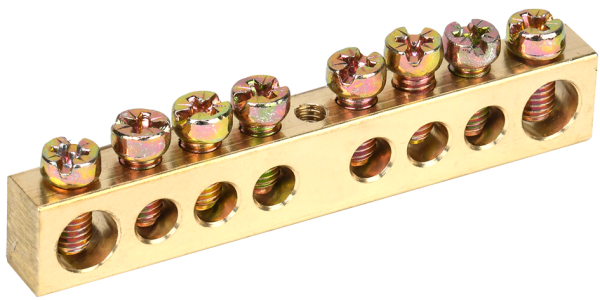 Шина PEN "земля-ноль" 8х12мм 8/1 (8групп/крепеж по центру) IEK