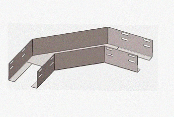Лоток угловой перфорированный КГ 100х50-135 УТ1,5 поворот на 135, оцинкованный лист, S0,9