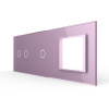 Панель для двух сенсорных выключателей и розетки, 3 клавиши (2+1), цвет розовый, стекло Livolo
