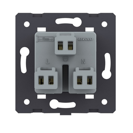 Розетка универсальная с з/з с защитными шторками 16A, цвет черный (механизм) Livolo