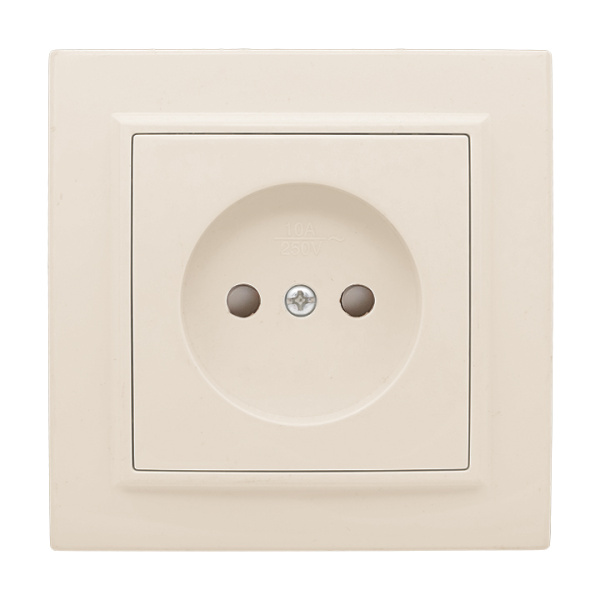 Минск Розетка 1-мест, СП б/з 10 А с защ, штор, бежевый EKF