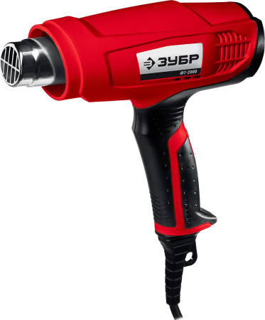 Фен технический (строительный), ФТ-2000, насадки 3 шт, 2 режима: 350град/ 350л/мин, 650град/ 550л/мин, коробка, 2000Вт ЗУБР