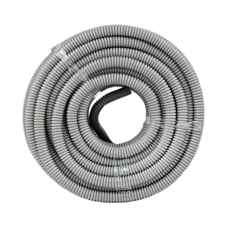Труба гофр, ПВХ с протяжкой d20 мм (50 м) серая EKF-Plast
