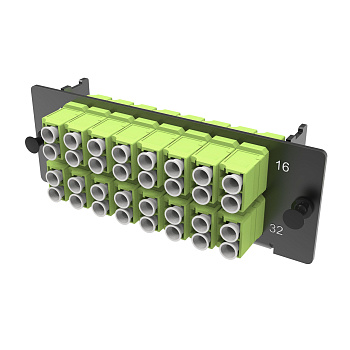 Адаптерная планка 16?LC Duplex адаптеров, (цвет адаптеров - желто-зеленый), OM5 1 1U DKC