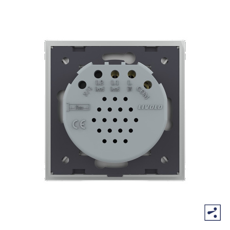 Сенсорный проходной выключатель 1 клавиша 1 пост Серый Livolo