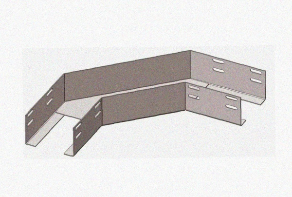 Лоток угловой замковый перфорированный КГЗ 200х100-135 УХЛ1 поворот на 135, оцинкованный лист, S1,5
