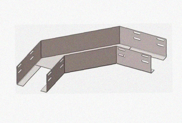 Лоток угловой замковый перфорированный КГЗ 150х50-90 УХЛ1 поворот на 90, оцинкованный лист S1,5