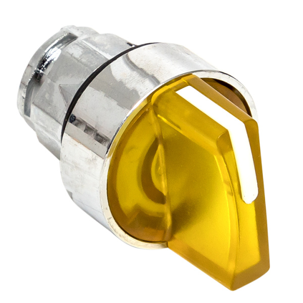 Исполнительный механизм переключателя ХB4 желтый на 2 положения с фиксацией, с подсветкой с короткой ручкой EKF PROxima