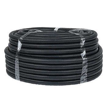 Труба гофр, негорючая безгалогеновая FRHF с протяжкой d25 мм (75 м) черная EKF-Plast