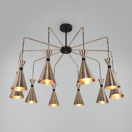 Люстра в стиле лофт 10*E14 60Вт латунь, черный IP20 Glustin (316/10 латунь / черный) Bogate's