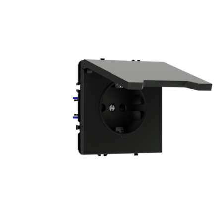 Розетка встраиваемая Voltum S70 с заземлением, защитными шторками и крышкой 16А, (титан)