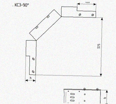 Лоток замковый перфорированный КСЗ 100х50-90 УТ1,5 для поворота трассы вниз на 90, горячее цинкование, S1,5