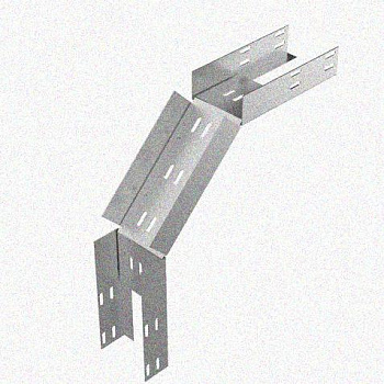 Лоток замковый перфорированный КСЗ 200х65-90 УТ1,5 для поворота трассы вниз на 90, оцинкованный лист S1,0