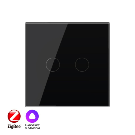 Двухклавишный умный сенсорный выключатель Livolo ZigBee, 1 пост, Черный VL-C702Z-2BG