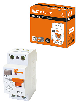 Устройство защитного отключения УЗО ВД1-63 2П 63А 500мА TDM