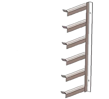 Кронштейн полочный для вертикальных стен П6В6 УТ1,5, окрашенный ОС-12-03 П, 6 полок, L 820