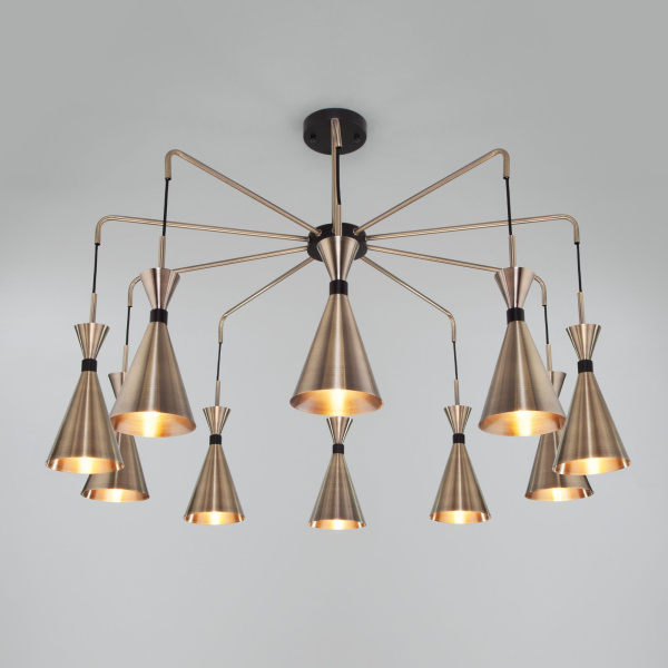 Люстра в стиле лофт 10*E14 60Вт латунь, черный IP20 Glustin (316/10 латунь / черный) Bogate's