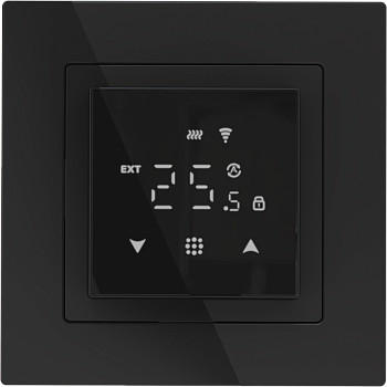 Donel Термостат с датчиком пола, программируемый, 16 A, 45*45 мм., черное стекло, серия DTEF