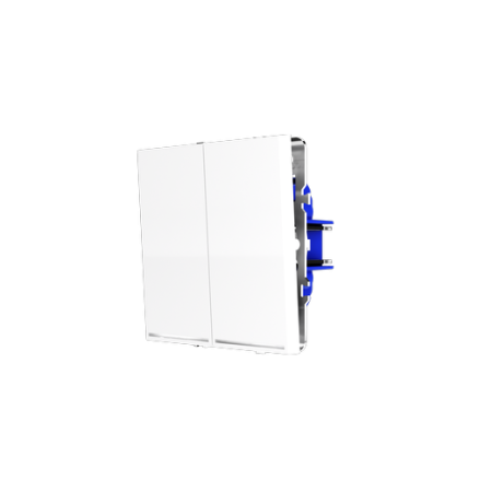 Проходной переключатель встраиваемый Voltum S70 двухклавишный с подсветкой 10А, (белый глянцевый)