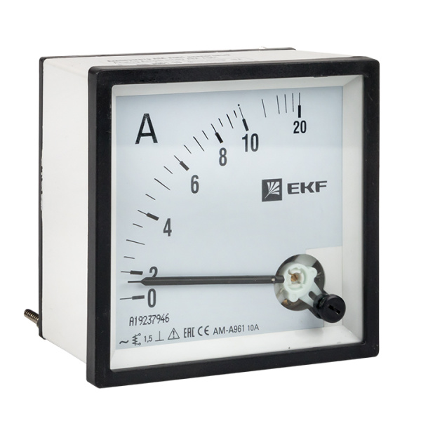 Амперметр AMA-961 аналоговый на панель (96х96) квадратный вырез 10А прямое подкл, EKF
