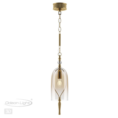 Подвес E14 1*40W BELL бронзовы/коньячный/стекло ODEON LIGHT