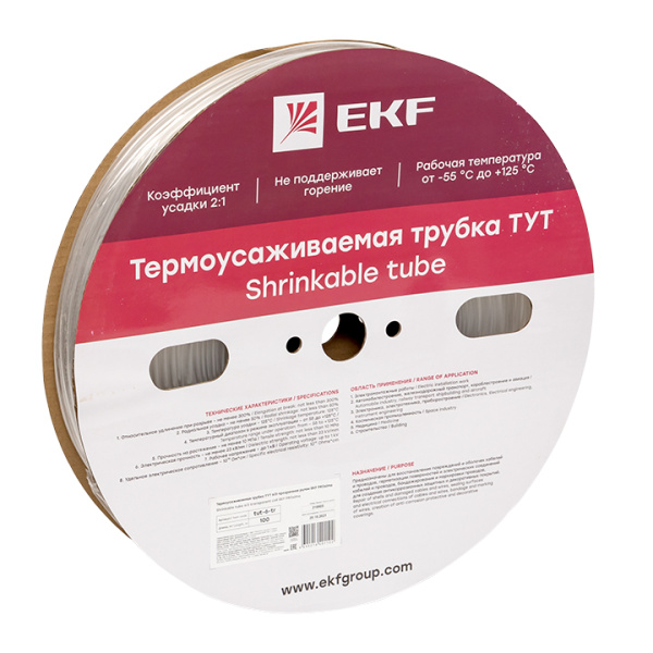 Термоусаживаемая трубка ТУТ 6/3 прозрачная рулон PROxima EKF Термоусаживаемая трубка ТУТ 6/3 прозрачная рулон PROxima EKF