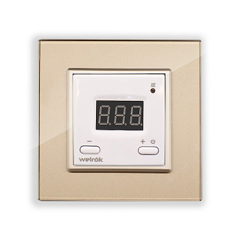 Терморегулятор Welrok ST для рамки LIVOLO с электронным управлением, датчик пола 3 м, цвет белый с золотой рамкой